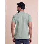 Men's Casual Cotton Solid Half Sleeve Mandarin Collar T-Shirt (Newsage)