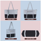 Women's Faux Leather Large Shoulder Zipper Handbag (Light Blue)