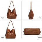 Women's PU Leather Medium Shoulder Zipper Handbag (Brown)
