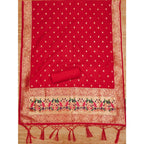 Women's Banarasi Silk Printed Unstitched Salwar Suit Material With Dupatta (Red, 3Mtrs)