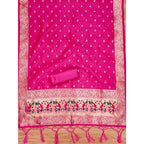 Women's Banarasi Silk Printed Unstitched Salwar Suit Material With Dupatta (Pink, 3Mtrs)