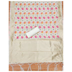 Women's Banarasi Silk Printed Unstitched Salwar Suit Material With Dupatta (White, 3Mtrs)