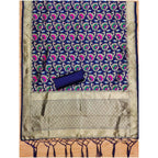 Women's Banarasi Silk Printed Unstitched Salwar Suit Material With Dupatta (Navy Blue, 3Mtrs)