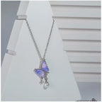 Women's Stainless Steel Butterfly Dailywear Pendent Delicate Chain (Silver Plated)