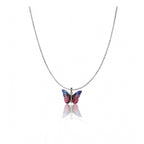 Women's Stainless Steel Colorful Butterfly Pendent Dailywear chain (Silver Plated)