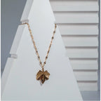 Women's Stainless Steel Leaf Pendent Delicate Chain (Gold Plated)