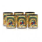 Steel Meenakari Peacock Design Decorative Glass Set (Gold)