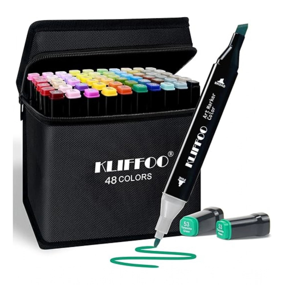 Plastic 48Pcs Colors Art Markers Sketch Pen Dual Tip Artist Art Marker (Multicolor )
