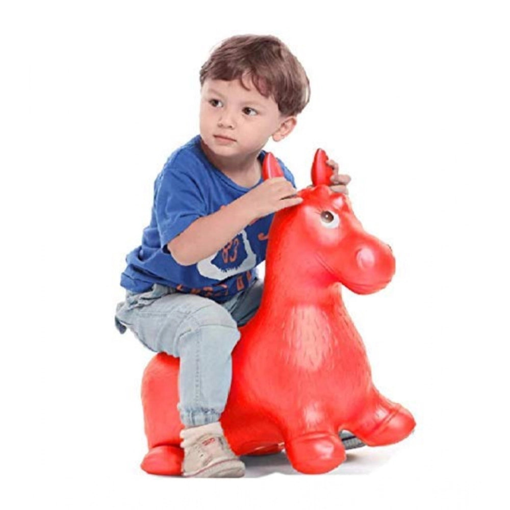 ??Plastic Inflatable Jumping And Riding Horse Air Animal Shape Jumping Toys (Multicolor )