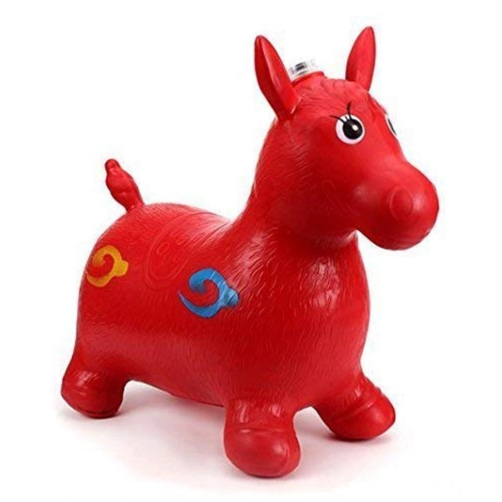 ??Plastic Inflatable Jumping And Riding Horse Air Animal Shape Jumping Toys (Multicolor )