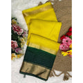 Women's Khadi Cotton Solid Saree With Unstitched Blouse 5.5Mtr (Yellow)