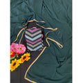 Women's Fox Georgette Solid Saree With Unstitched Blouse 5.5Mtr (Green)
