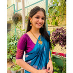 Women's Silk Printed Saree With Unstitched Blouse 5.5Mtr (Rama)