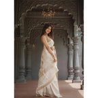Women's Cotton Printed Saree With Unstitched Blouse 5.5Mtr (Cream)