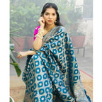 Women's Silk Printed Saree With Unstitched Blouse 5.5Mtr (Sky Blue)