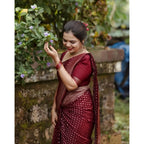 Women's Silk Printed Saree With Unstitched Blouse 5.5Mtr (Maroon)