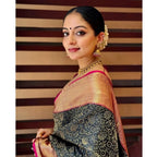 Women's Silk Printed Saree With Unstitched Blouse 5.5Mtr (Green)