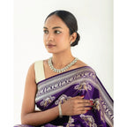 Women's Silk Printed Saree With Unstitched Blouse 5.5Mtr (Purple)