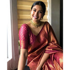 Women's Silk Printed Saree With Unstitched Blouse 5.5Mtr (Maroon)
