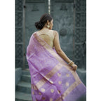 Women's Cotton Printed Saree With Unstitched Blouse 5.5Mtr (Lavender)