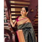 Women's Silk Printed Saree With Unstitched Blouse 5.5Mtr (Green)