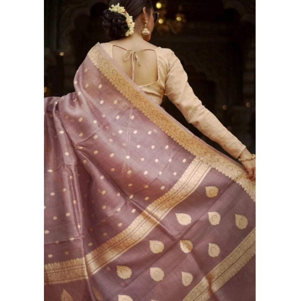 Women's Cotton Printed Saree With Unstitched Blouse 5.5Mtr (Rose Gold)