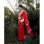 Women's Cotton Printed Saree With Unstitched Blouse 5.5Mtr (Red)
