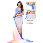 Women's Small Lace Georgette Solid Ready-to-Wear Saree With Unstitched Blouse 5.5 Mtr (Multicolor)