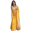 Women's Cotton Printed Saree With Unstitched Blouse 5.5Mtr (Yellow)