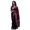 Women's Cotton Printed Saree With Unstitched Blouse 5.5Mtr (Maroon)