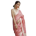 Women's Cotton Printed Saree With Unstitched Blouse 5.5Mtr (Peach)