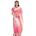 Women's Cotton Printed Saree With Unstitched Blouse 5.5Mtr (Pink)