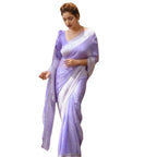 Women's Cotton Printed Saree With Unstitched Blouse 5.5Mtr (Lavender)