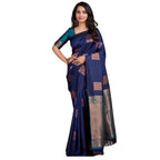 Women's Silk Printed Saree With Unstitched Blouse 5.5Mtr (Navy Blue)