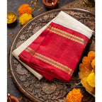 Women's Silk Printed Saree With Unstitched Blouse 5.5Mtr (Off White)