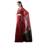 Women's Cotton Printed Saree With Unstitched Blouse 5.5Mtr (Red)