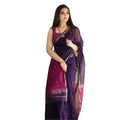 Women's Cotton Printed Saree With Unstitched Blouse 5.5Mtr (Navy Blue)