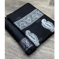 Women's Cotton Printed Saree With Unstitched Blouse 5.5Mtr (Black)
