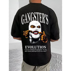 Men's Casual Cotton Blend Printed Round Neck Half Sleeve T-Shirt (Black)