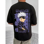 Men's Casual Cotton Blend Printed Round Neck Half Sleeve T-Shirt (Black)