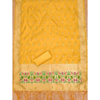 Women's Banarasi Silk Printed Unstitched Salwar Suit Material With Dupatta (Yellow, 3Mtrs)