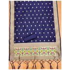 Women's Banarasi Silk Printed Unstitched Salwar Suit Material With Dupatta (Navy Blue, 3Mtrs)