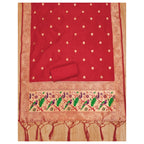 Women's Banarasi Silk Printed Unstitched Salwar Suit Material With Dupatta (Red, 3Mtrs)