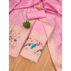 Women's Banarasi Silk Printed Unstitched Salwar Suit Material With Dupatta (Light Pink, 3Mtrs)