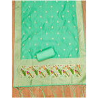 Women's Banarasi Silk Printed Unstitched Salwar Suit Material With Dupatta (Sea Green, 3Mtrs)