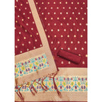 Women's Banarasi Silk Printed Unstitched Salwar Suit Material With Dupatta (Maroon, 3Mtrs)