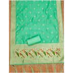 Women's Banarasi Silk Printed Unstitched Salwar Suit Material With Dupatta (Sea Green, 3Mtrs)