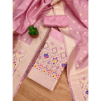 Women's Banarasi Silk Printed Unstitched Salwar Suit Material With Dupatta (Light Pink, 3Mtrs)