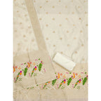 Women's Banarasi Silk Printed Unstitched Salwar Suit Material With Dupatta (White, 3Mtrs)