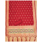 Women's Banarasi Silk Printed Unstitched Salwar Suit Material With Dupatta (Red, 3Mtrs)